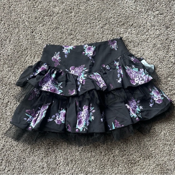 Dolls Kill Dresses & Skirts - Dolls Kill Black and Purple Floral Mini Skirt